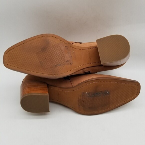 Linea Paolo Women Brown Suede Double Zip Block Heel Sochi Ankle Bootie 7.5 - Picture 6 of 9